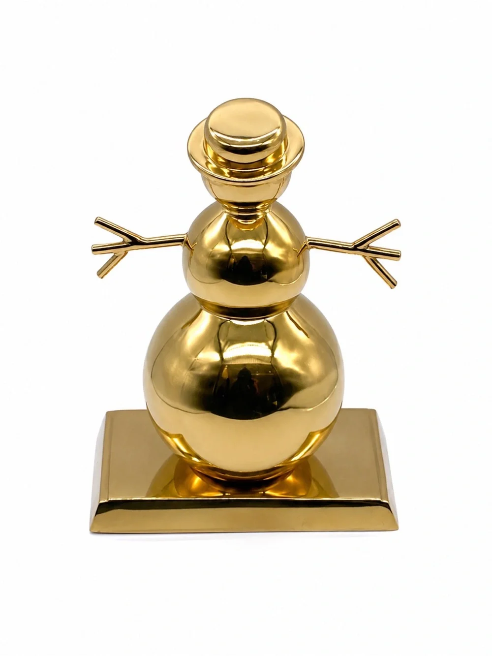Polished Brass Snowman Christmas Stocking Holder Heavyweight Mantel Hook